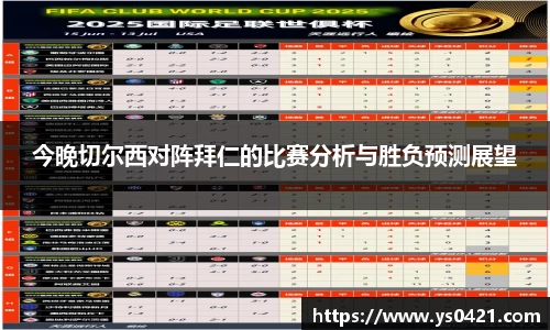 今晚切尔西对阵拜仁的比赛分析与胜负预测展望